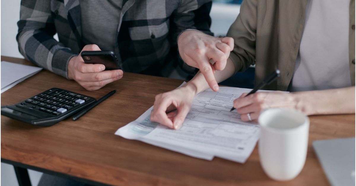 Two people going over finances